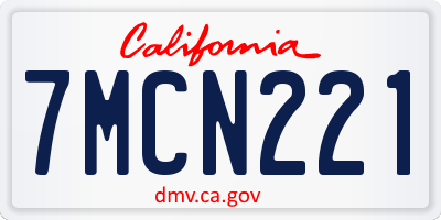 CA license plate 7MCN221