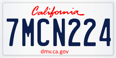 CA license plate 7MCN224