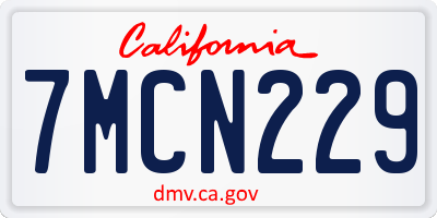 CA license plate 7MCN229