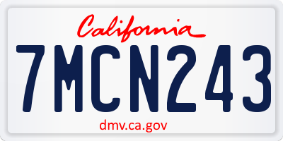 CA license plate 7MCN243