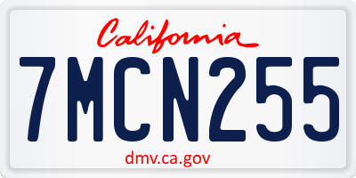 CA license plate 7MCN255