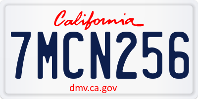 CA license plate 7MCN256