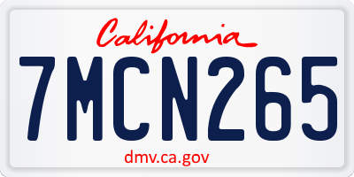 CA license plate 7MCN265