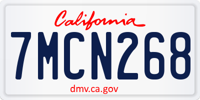 CA license plate 7MCN268