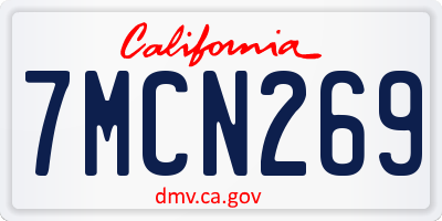 CA license plate 7MCN269