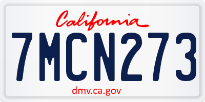 CA license plate 7MCN273