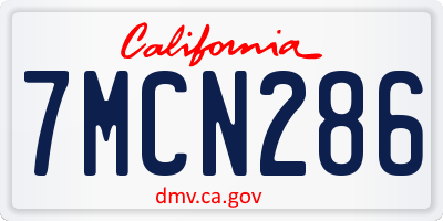 CA license plate 7MCN286