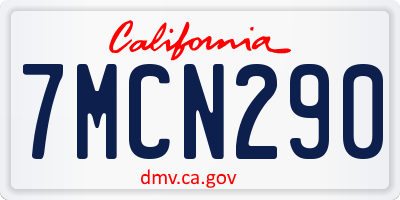 CA license plate 7MCN290