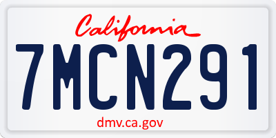 CA license plate 7MCN291