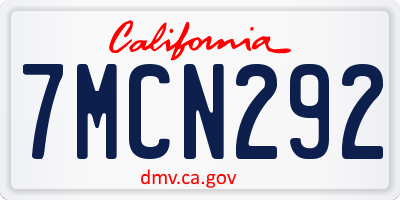 CA license plate 7MCN292