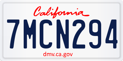 CA license plate 7MCN294