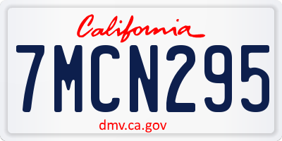 CA license plate 7MCN295