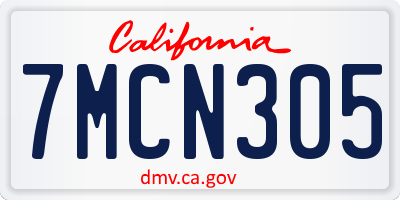 CA license plate 7MCN305