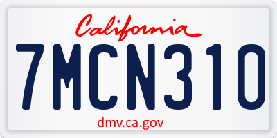 CA license plate 7MCN310