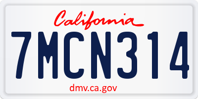 CA license plate 7MCN314
