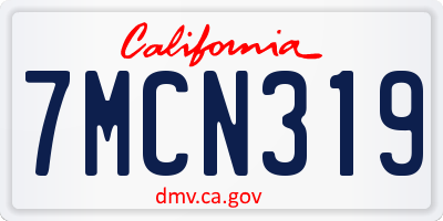 CA license plate 7MCN319