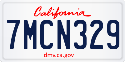CA license plate 7MCN329