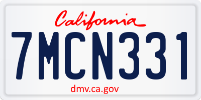 CA license plate 7MCN331