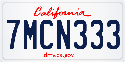 CA license plate 7MCN333
