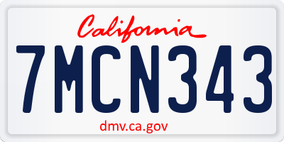CA license plate 7MCN343