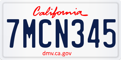 CA license plate 7MCN345