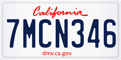 CA license plate 7MCN346