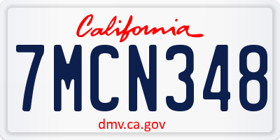 CA license plate 7MCN348