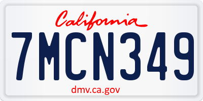 CA license plate 7MCN349
