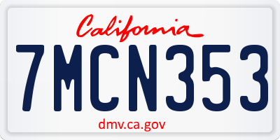 CA license plate 7MCN353