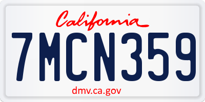 CA license plate 7MCN359