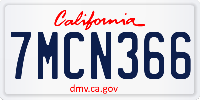 CA license plate 7MCN366