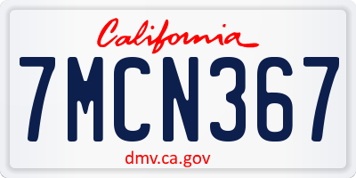 CA license plate 7MCN367