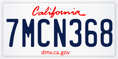 CA license plate 7MCN368