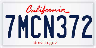 CA license plate 7MCN372