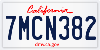 CA license plate 7MCN382