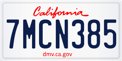 CA license plate 7MCN385