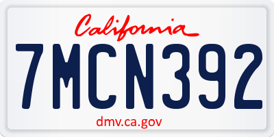 CA license plate 7MCN392