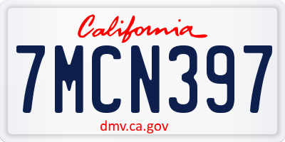 CA license plate 7MCN397
