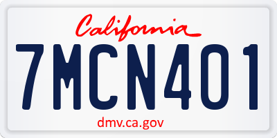 CA license plate 7MCN401