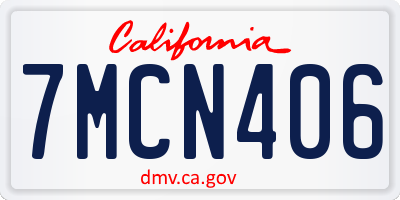 CA license plate 7MCN406
