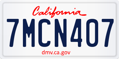 CA license plate 7MCN407