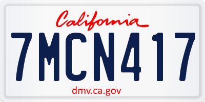CA license plate 7MCN417