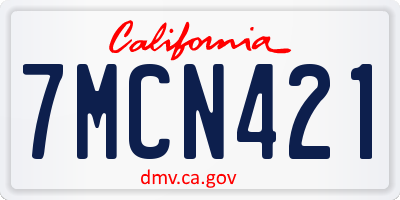 CA license plate 7MCN421