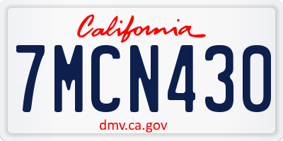 CA license plate 7MCN430