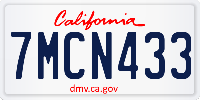 CA license plate 7MCN433