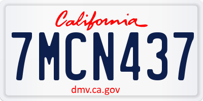 CA license plate 7MCN437