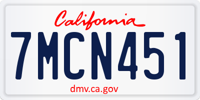 CA license plate 7MCN451
