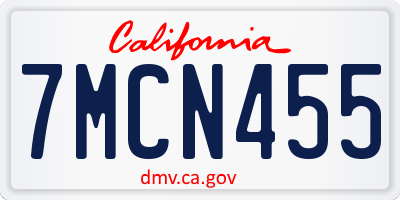 CA license plate 7MCN455
