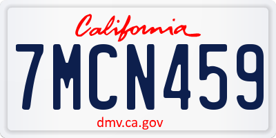 CA license plate 7MCN459