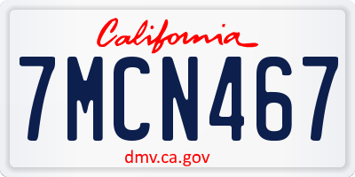CA license plate 7MCN467